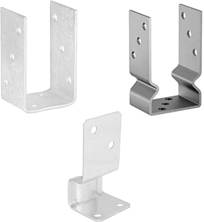 BRESKO Pfostenträger Aufschraubhülse Stützenfuß Bodenhülse Pfostenanker U-Form verzinkt (B: 71x60x150 mm)