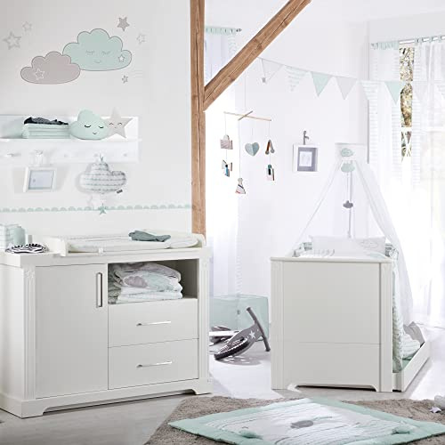 roba Kindermöbelset 'Maxi‘, 2-tlg inkl. Kombi-Bett, 70 x 140 cm und breiter Wickelkommode, weiß