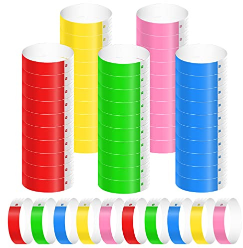 500 Pezzi Braccialetti di Carta per Eventi, Impermeabili Braccialetti Colorati Discoteca Braccialetti d Ingress Braccialetti Identificativi per Festival Musicali Concerti Concorsi (5 Colori)