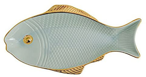 Ceramic 11.8 inch Fish-shaped Salad Plates, Dinner Plates, Pasta Dessert Plates Serving Trays for Appetizer, Sushi, Fruit (Light green)
