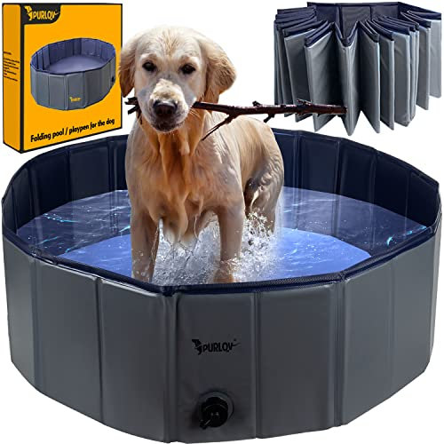 Großer Faltbarer Hundepool 100x30 cm – Rutschfester Gartenpool mit Ablaufventil – 230L Fassungsvermögen – ideal für 1-2 Hunde