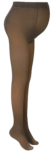 Bonuci Maternity Fleece Pantyhose High Waist,Thin Velvet, Translucent Gray