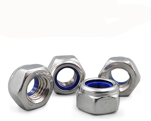 Feingewinde Edelstahl-Sicherungsmutter Nylon-Sicherungsmuttern M6 M8 M10 M12 M14 M16 M18 M20 Sicherungsmutter Selbstsichernde Mutter-M12x1,25 (5 Stück)