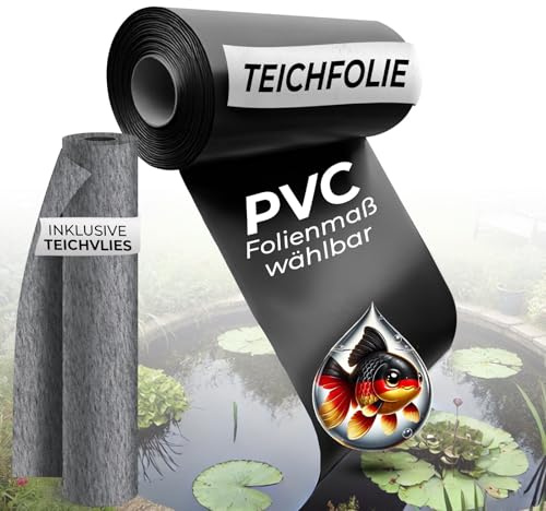 Black Forest Pond Shop Teichfolie mit Vlies | Teichfolie 8 x 3 m | Teichfolie 1mm PVC Schwarz mit Teichvlies 300g/m² für Teich, Gartenteich, Schwimmteich – Made in Germany | Teichfolie 3 x 8 m