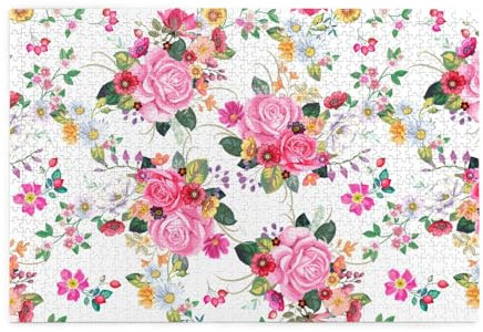 Puzzles,Puzzles Adultes Puzzle Stimulant 1000 pcs Puzzle Photo en Bois, Bouquets Vintage Fleur