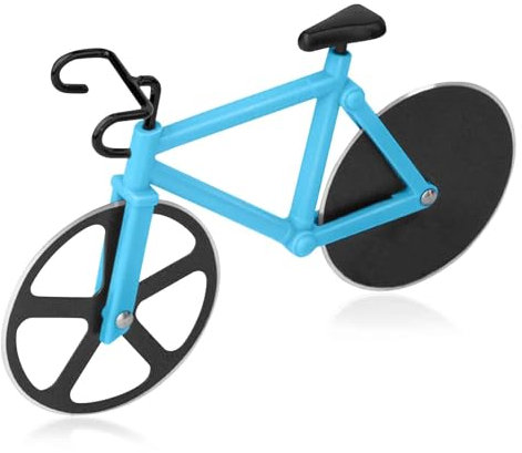 AYNKH Fahrrad-Pizzamesser, zwei Räder, antihaftbeschichtet, aus Edelstahl, superscharf, kreative Schneider, Geschenk, Zubehör für die Küche