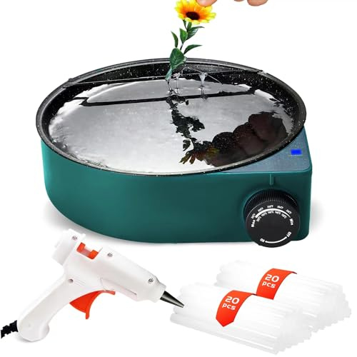 Hot Glue Melting Pot, Electric Floral Dipping Skillet Kit for Crafts with Premium 40 Glue Sticks and Mini Gun 20W for DIY Arts&Crafts