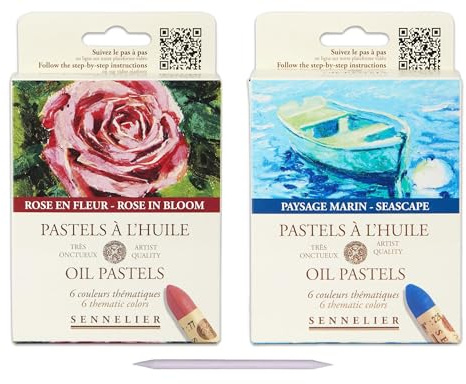 Sennelier Pastels à Huile 12 Couleurs. Set Paysage et estompe