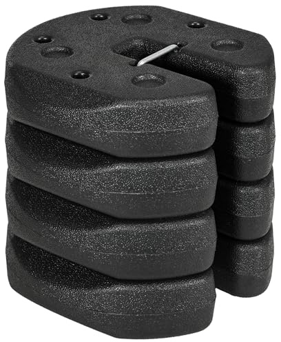 Outsunny Lot de 4 Poids de lestage Circulaire pour tonnelle Barnum Tente avec Broches de renforcement et Corde de Transport HDPE Noir