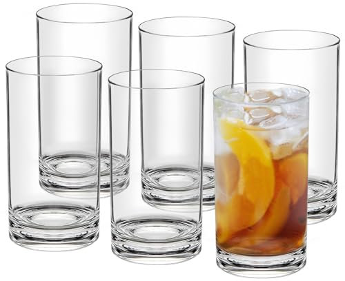 HIGIINC Unbreakable Drinking Glasses Set of 6, 17oz Shatterproof Acrylic Cups - BPA Free, Dishwasher Safe, Reusable Plastic Tumblers for Water, Iced Tea, Juice