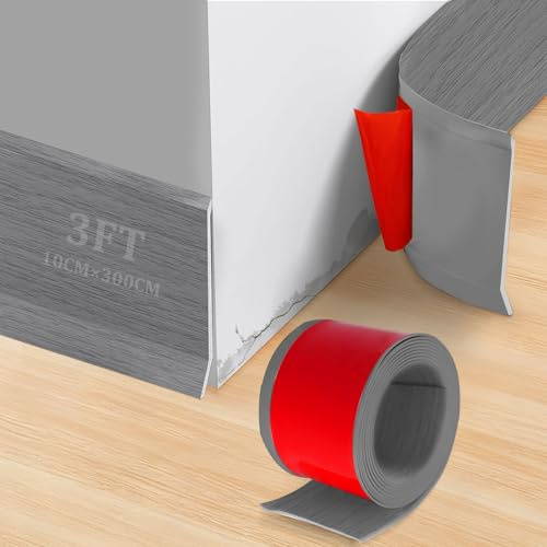 Bocguy Weichsockelleiste Selbstklebend Breit, PVC Klebeleisten Selbstklebend Boden, Selbstklebende Fussleisten, Bodenleisten Sockelleiste Flexible für Küche, Bad, Schlafzimmern und Wohnzimmern