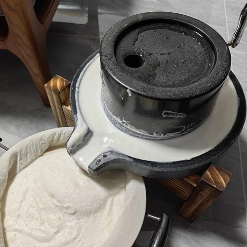 Blazea Classic Stone Grain Mill with Stainless Steel Handle, Original Tofu Soymilk Grinder Mill for Wet Grinding, Food Paste Stone Mill Machine (Size : 20 x 30 cm (7 7/8 x 11 3/4))
