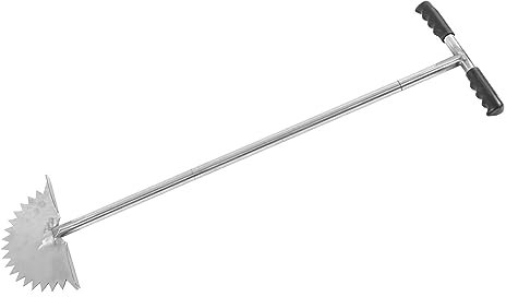 Qukaim Bordeadora de césped manual con hoja de dientes de sierra, herramienta de césped de media luna con mango de agarre en T, para limpiar bordes a lo largo de las aceras