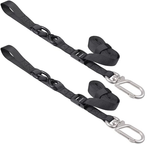 Masterwise Tie Down Straps,1 x 8’ Tie Downs with Swivel Carabiner Hooks, Motorcycle Handlebar Straps for Dirt Bike, Kayak, Car, Truck, Boat, Cargo(2 Pack) (1x8ftx2)