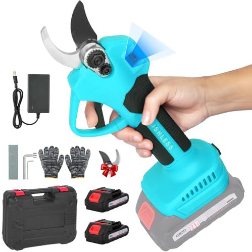 Vothen Tijeras de Podar Electricas 30mm, Tijeras de Podar profesionales con 2 x 2000mAh Baterías con Pantalla LED y juego de cuchillas de repuesto para Jardinería, árboles Frutales, Viñedos
