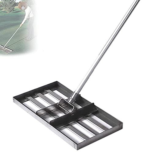 Gardeneea Rasenrechen – 50 cm x 135 cm Edelstahl-Bodenplatte mit Griff – Einebnen von Boden oder Landoberfläche