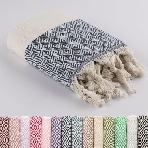 LUCIDUS Hamamtuch 100x200 cm groß - Strandtuch, Saunatuch, 100% Baumwolle | Saunahandtuch, Badetuch, Reisehandtuch, Damen & Herren, Stranddecke, Picknickdecke, Hammam, XXL, schnelltrocknend, sandfrei