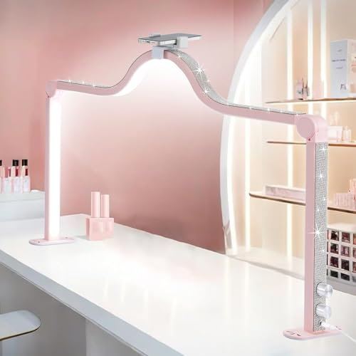 Afatnao Upgraded Nail Tech Lampe für Schreibtisch, 86,4 cm Faltbares großes Nagellicht mit Telefonhalter, 3 Modi 3000K-6000K LED Maniküre-Lampe, Halbmondlicht für Wimpernverlängerung, Tattoo