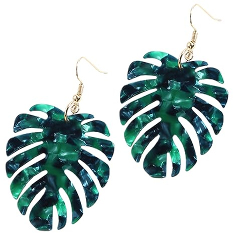 BESTYASH Monstera Leaf Earrings Lightweight Dangle Ear Accessories for Women Summer Beach Party Plant Earrings Trendy Green Jewelry