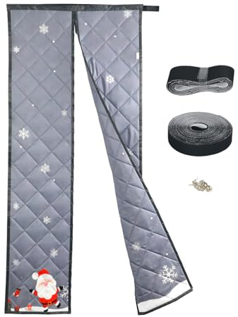 Magnet Wärmeschutzvorhang für Türen,Weihnachten Thermo Türvorhang Kälteschutz neuestes Modell,Isolier Schutz Vorhang,Haustierfreundlich,Wasserdicht,Winddicht,Gegen Kälte Haustür Winter (100 * 210cm)