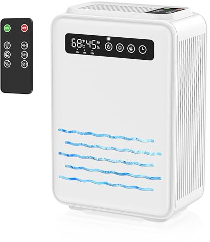 Deumidificatore aggiornato (telecomando) per camera da letto, serbatoio dell'acqua da 2,8 l, 75 m², piccolo deumidificatore silenzioso per cantina, casa, bagno, con spegnimento automatico, luce LED 7