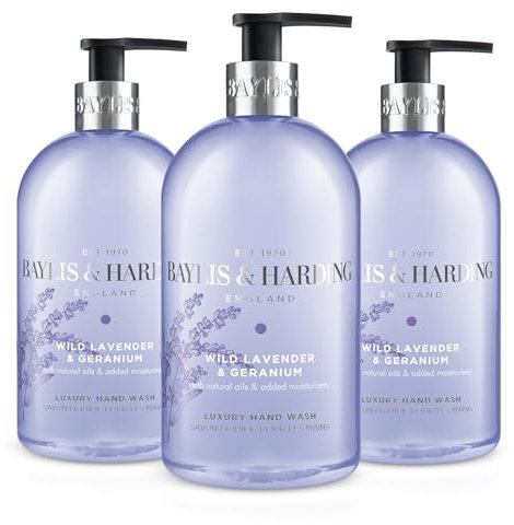 Baylis & Harding Signature Wild Lavender & Geranium Hand Wash 500ml (Pack of 3) - Vegan Friendly