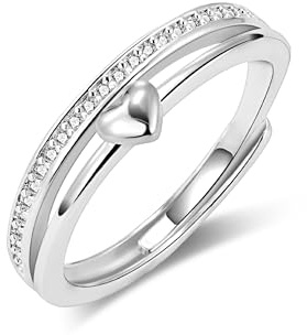 ALEXCRAFT 925 silverring dam, Zirconia Infinity Ring, justerbar ring, elegant, allergivänlig, förlovningsring för kvinnor, vänskapsring, smyckesgåvor till dotter, mamma, flickvän, 8, Silverpläterad