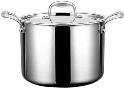 KHUKHU Ollas De Caldo Olla De Caldo, Olla De Sopa De Acero Inoxidable 316 con Tapa, Olla De Guisado De Gran Capacidad, para Uso Doméstico O Comercial, para Cocinar Gachas Y Carne Marinada,24cm