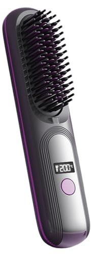 Glättbürste für Damen, Haarglättungsbürste, tragbarer Glättkamm, Wiederaufladbare Glättbürste, Schnellheizungsbürste, verstellbarer warmer Kamm für Frauen