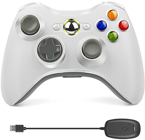 Labtec Wireless Controller for Xbox 360, 2.4GHZ Gamepad Joystick Wireless Game Controller for Xbox 360 & Slim Console and PC Windows XP/7/8/10 (White)