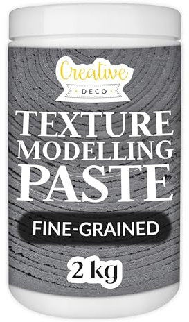 Creative Deco Strukturpaste Feinkörnig 2 kg | Dunkelgraue Spachtelmasse für Acrylmalerei | Feinpaste für Kunstprojekte, Acrylfarbe, DIY, 3D-Effekte, Texturen | Einfach mit Palettenmesser aufzutragen