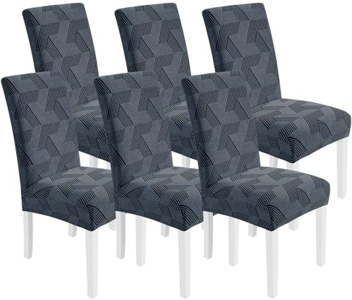 CYCMACO Stretch Stuhlhussen 6er Set, Stuhlbezug Elastisch Universal, Hussen Für Stühle Hochlehner, Moderne, Abnehmbarer, Kratzfest, Waschbarer, Für Esszimmer, Küche, Restaurant, Dunkelgrau