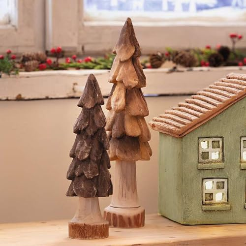 FRANK FLECHTWAREN Tanne Natural, 2er Set, Holz, Höhe 24 cm, 31 cm | Form kann variieren, Naturprodukt, vielseitige Deko