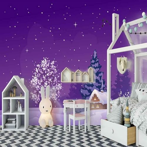 XLMING Maisons Esthétiques De Ciel Étoilé Violet 3D Papier Peint Luxe Décoration Manger Adulte Intérieure Salon Canapé Chambre Fond TV Mur-430cm×300cm