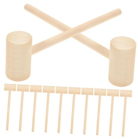 Toyvian 24pcs Mini Wooden Hammers for Boys and Girls Small Wood Hammer Toy Natural Wooden Breakable Tools for Party Games and Crafts Activities