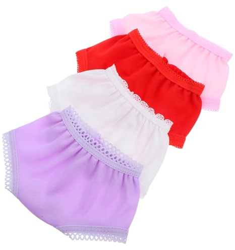 Toyvian 4 pièces Lot de Culottes pour Poupée sous-vêtements Polyester Léger Accessoires de Vêtements de Poupée Colorés Blanc Rouge Rose Styles Aléatoires