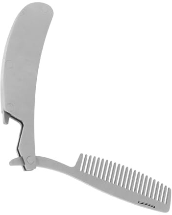 LIFKOME Edelstahl Faltbarer Bartkamm Mini Tragbar Langlebig Antistatisch Professionell für Bart Haarstyling Kompakt für Unterwegs Geschenk für Männer