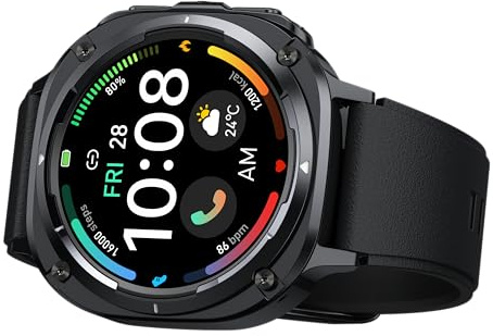 Smartwatch Herren, 1.48 AMOLED Smart Watch Herren mit Anrufe tätigen/Empfangen, 115+Sportmodi Fitnessuhr mit Herzfrequenz/Schrittzähler/Schlafmonitor, IP68 Wasserdicht Sportuhr, Geschenk für Ihn