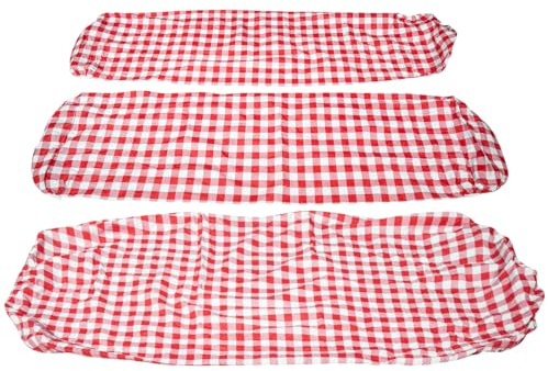 TOGEVAL Cubierta de Mesa y Elástica para Picnic Funda Protectora Resistente para Banco y Jardín Mantel Decorativo Rojo y Blanco para Exteriores