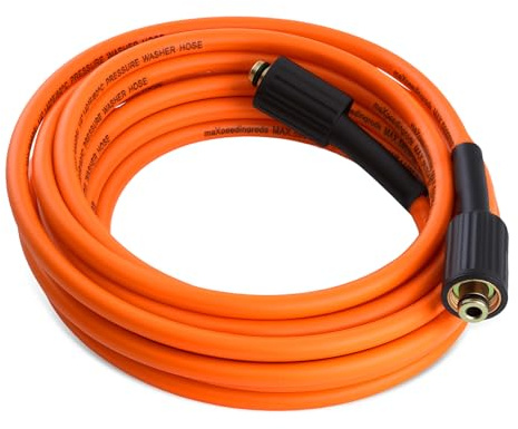 maXpeedingrods 25FT/7.5M 1/4 Pressure Washer Hose with M22 Brass Fittings | Super Flexible Kink Resistant Jet Wash Hose 5800 PSI Fits Craftsman, Honda, Ryobi, GreenWorks Most Power Washers (Orange)
