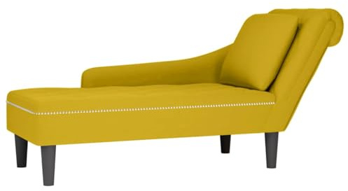 IBUQDDV Chaiselongue mit Kissen und Rechter Armlehne Gelb Samt Sofa Relax Sitzmöbel