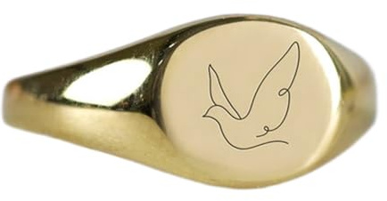 WORLD WIDE GEMS duvring i rund form | 925 sterling silver guldpläterad | presentsmycken, vintage stil signet ring allergivänliga handgjorda smycken |WW_PDR_01088, 10mm, Sterlingsilver, Ingen ädelsten