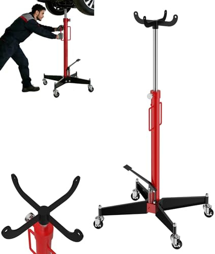 YRHome Getriebeheber 500kg Hydraulisch, Motorheber für Kfz, Arbeitshöhe 111-190cm, 4 Lenkrollen, Streckbreite 330mm, Stabiler Stahlaufbau