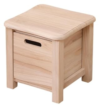 YindiMister Holz Hocker mit Aufbewahrungsfach Quadratische Bank Als Sitzhocker Und Fußbank Gefertigt Aus Massivem Holz mit Schublade Stabiler Sitz Anti Rutsch UNT, 30cmx30cmx30cm
