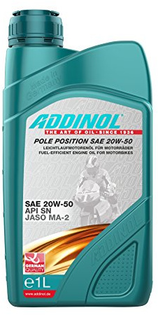 ADDINOL 4T Pole Position 20W-50, Motorolja, fullsyntetisk, överträffar specifikation JASO MA-2, 1 liters burk