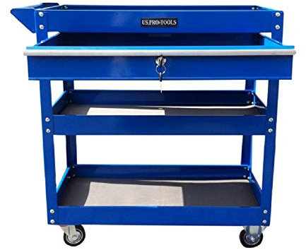 US PRO tool cart tool trolley workstation tool box cabinet blue with lockable ball bearing drawer