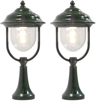 Konstsmide 2er-Set grüne Sockelleuchten PARMA aus Aluminium, E27, IP43, H.: 54 cm; 7224-600