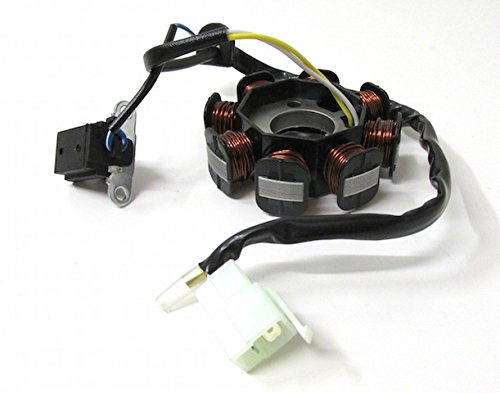 Streetparts24 Lichtmaschine für Peugeot Speedfight 3, Tweet, Vivacity, Sym Allo, Cello, Fiddle 50 4T – 50ccm 4-Takt Modelle, Neue Lichtmaschine