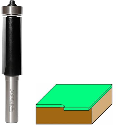 Fraiser Fresa per rifilare con cuscinetto inferiore - 2 taglienti in metallo duro, diametro 12,7 mm, altezza di taglio 50 mm, gambo 12 mm - per fresatrice verticale e rifilatore