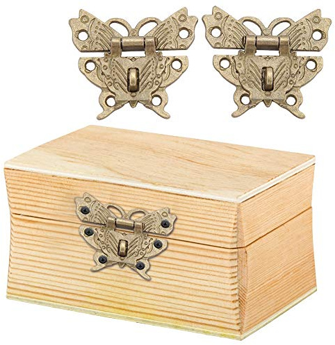 2Pcs Fermoir Boîte Vintage Loquet Rétro en Forme de Papillon Loquet Décoratif Loquet de Blocage du Cadenas pour Boîte à Bijoux Armoire